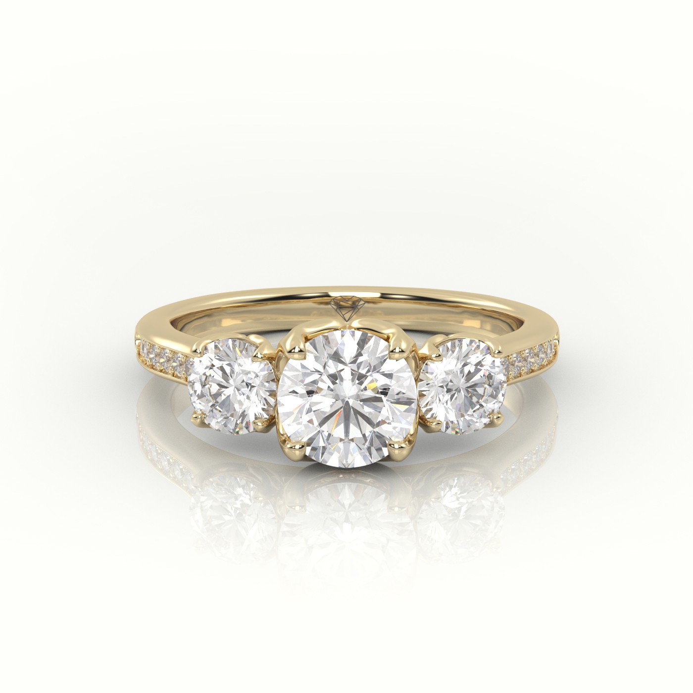 10K YELLOW GOLD ROUND CUT DIAMOND SIDE STONE CHANNEL SETTING ENGAGEMENT RING