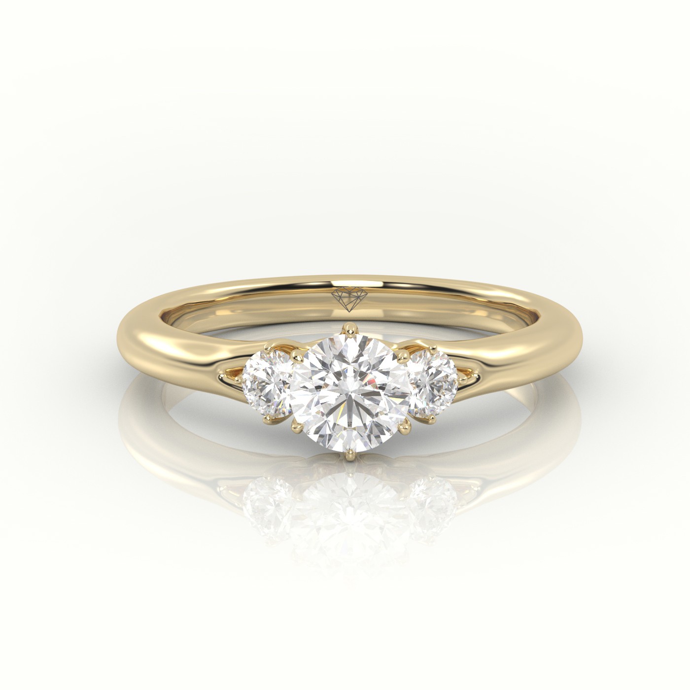 10K YELLOW GOLD ROUND CUT DIAMOND SIDE STONE DESIGNER ENGAGEMENT RING