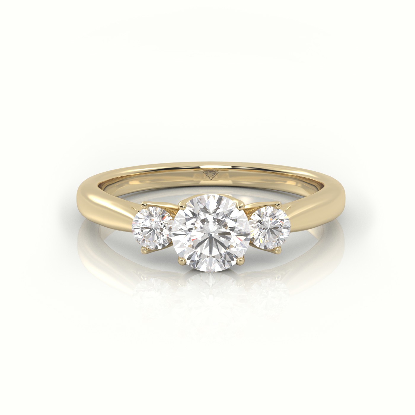 10K YELLOW GOLD ROUND CUT DIAMOND SIDE STONE ENGAGEMENT RING