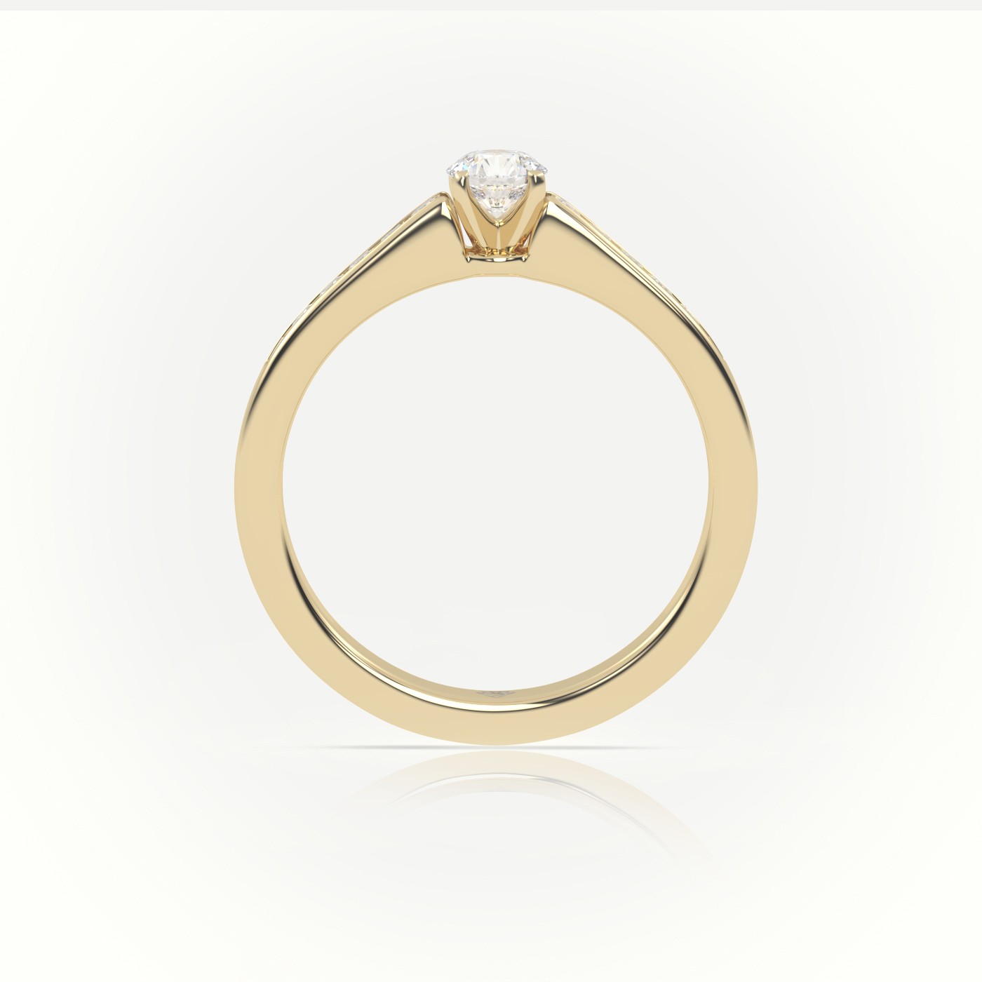 10K YELLOW GOLD ROUND-CUT DIAMOND 4 PRONG CHANNEL SETTING ENGAGEMENT RING