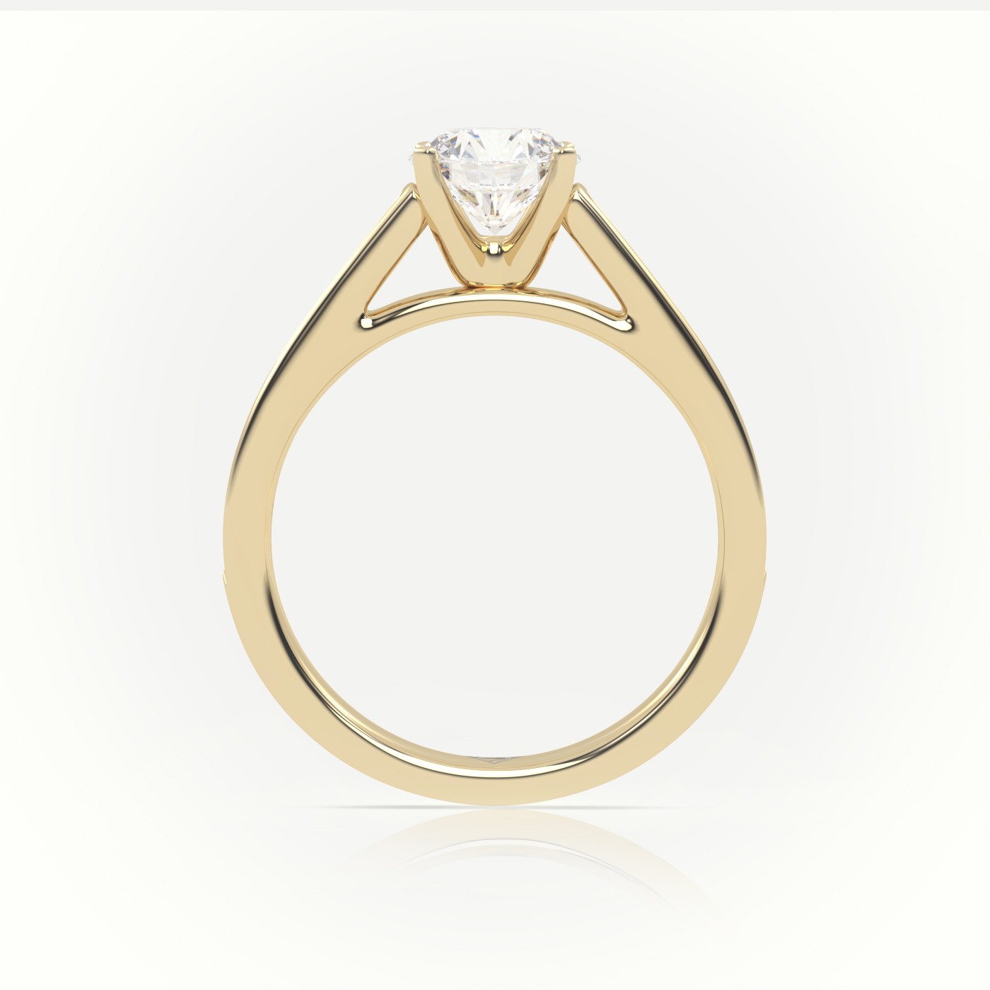 10K YELLOW GOLD ROUND BRILIANT CUT DIAMOND 4 PRONGS CHANNEL SETTING ENGAGEMENT RING