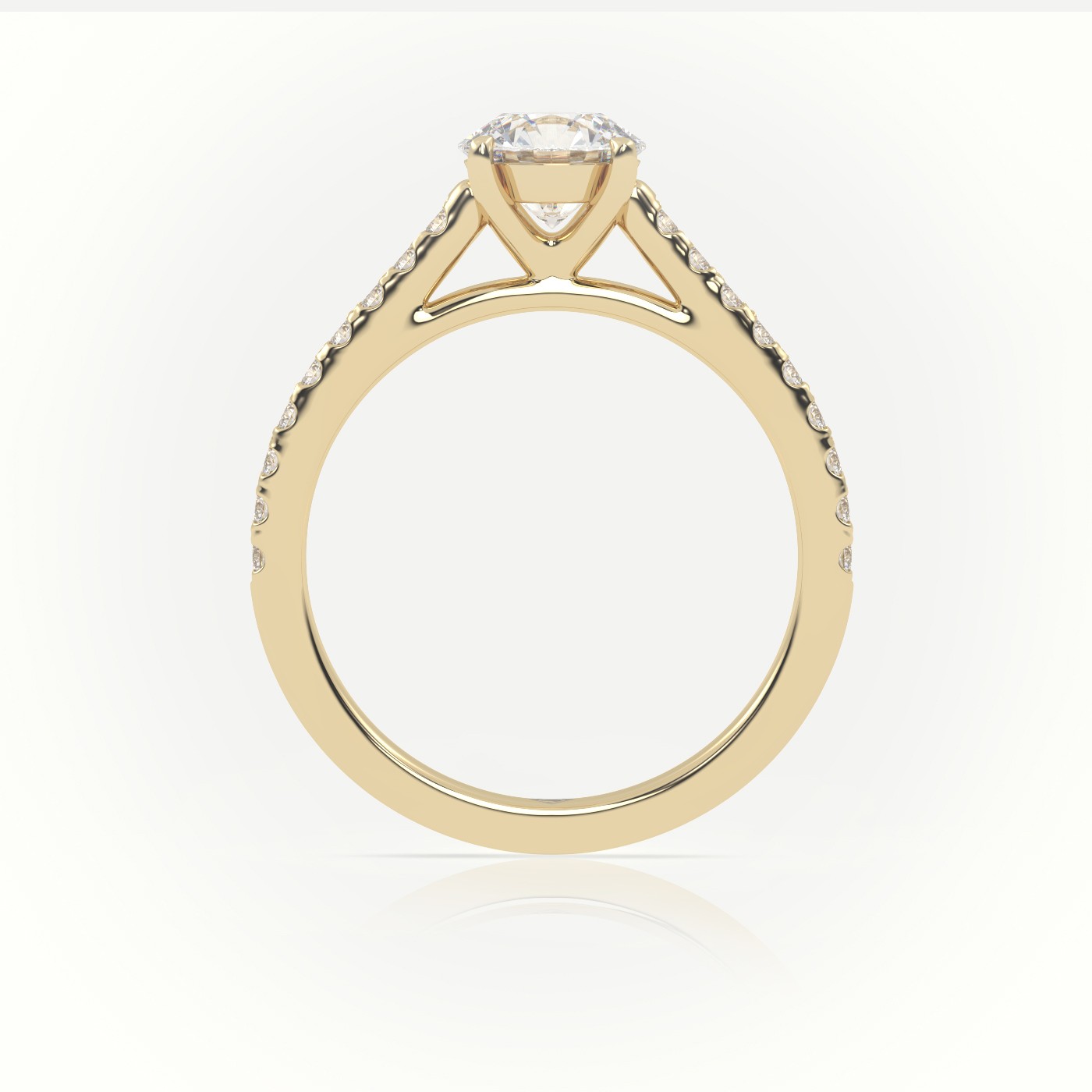 10K YELLOW GOLD ROUND CUT DIAMOND  PAVE SETTING ENGAGEMENT RING