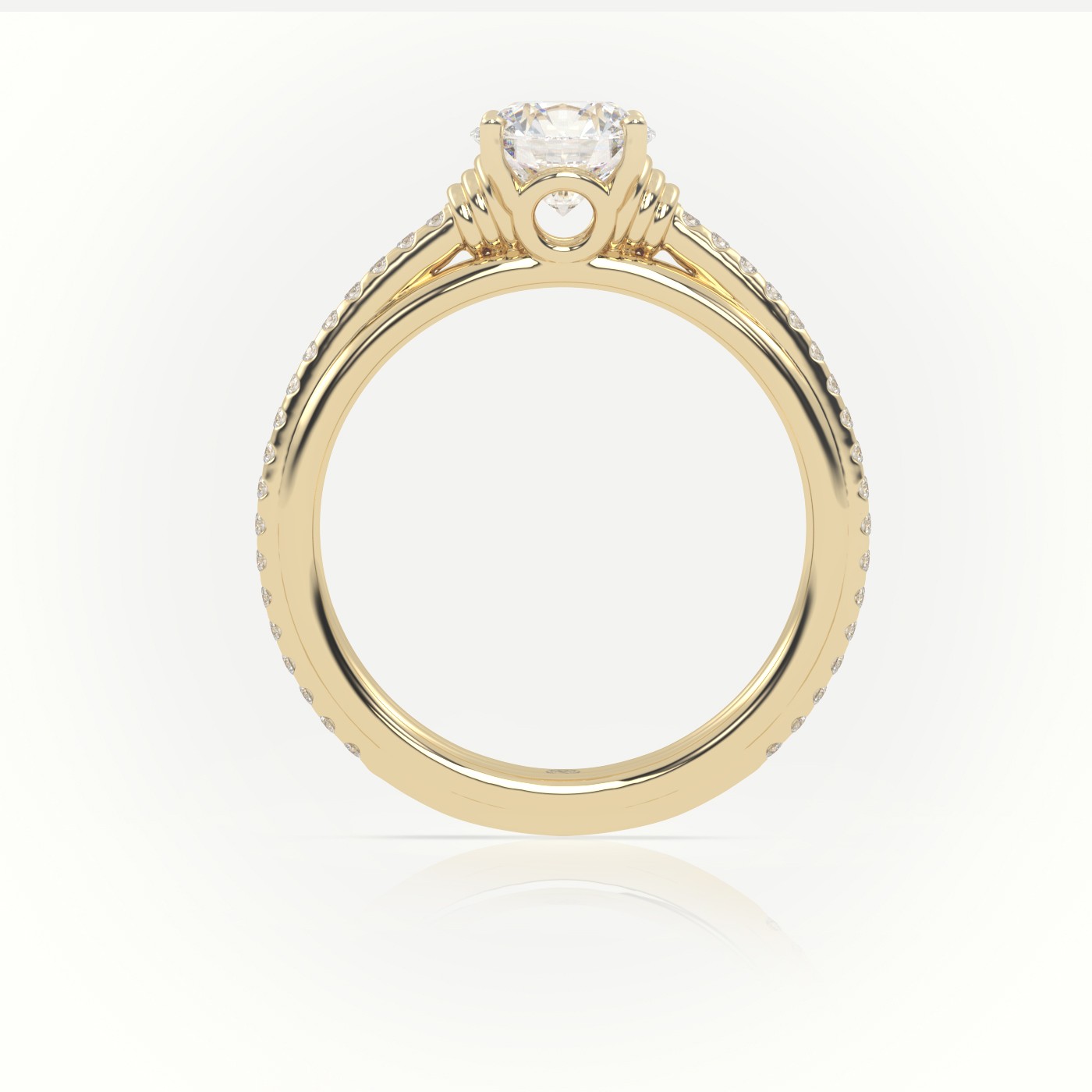 10K YELLOW GOLD ROUND CUT DIAMOND  SCALLOP SETTING ENGAGEMENT RING