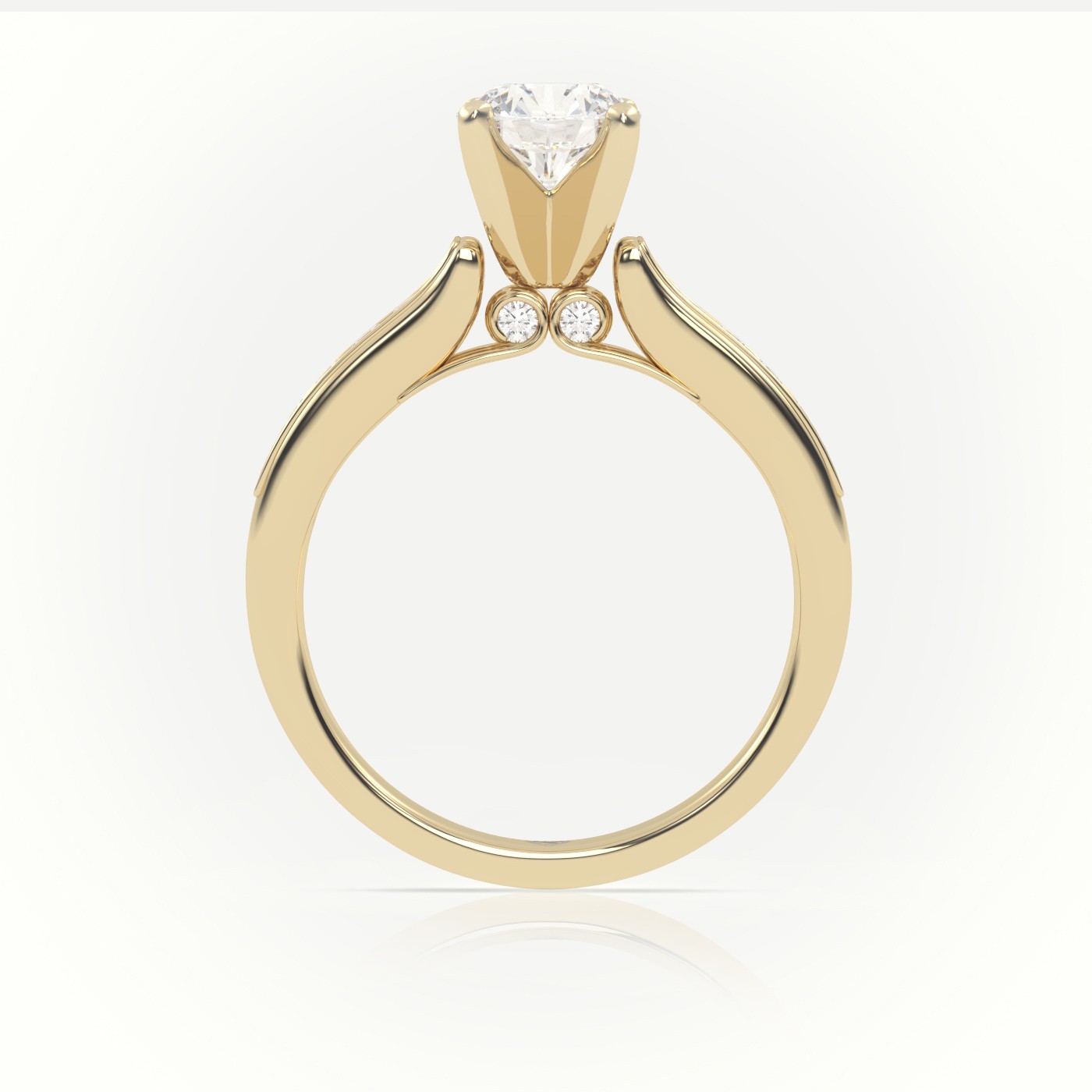 10K YELLOW GOLD ROUND-CUT-DIAMOND 4 PRONGS CHANNEL SETTING ENGAGEMENT RING