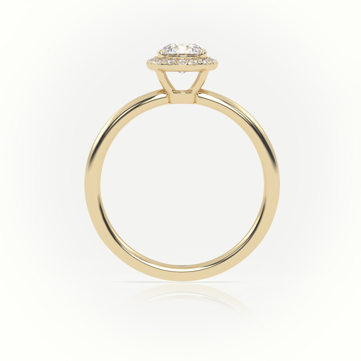 10K YELLOW GOLD ROUND-CUT DIAMOND 4 PRONGS HALO SETTING ENGAGEMENT RING
