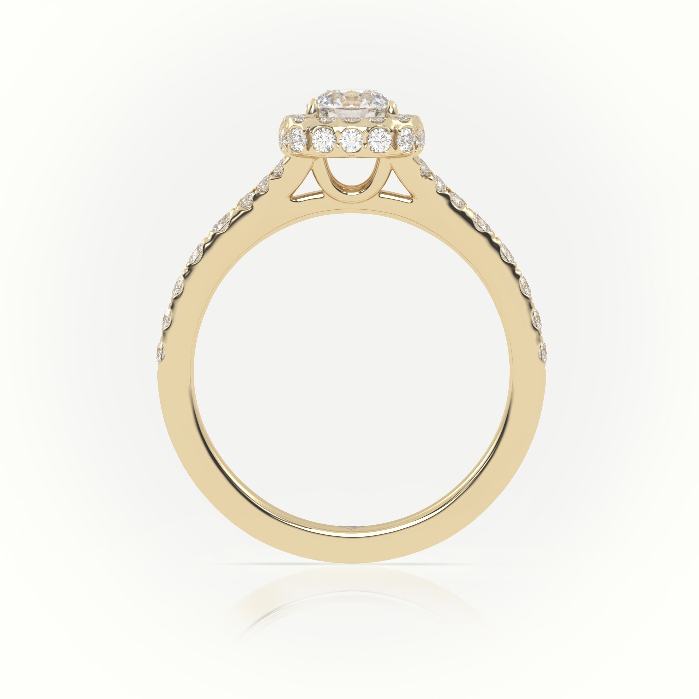 10K YELLOW GOLD ROUND CUT DIAMOND SCALLOP SETTING VINTAGE ENGAGEMENT RING