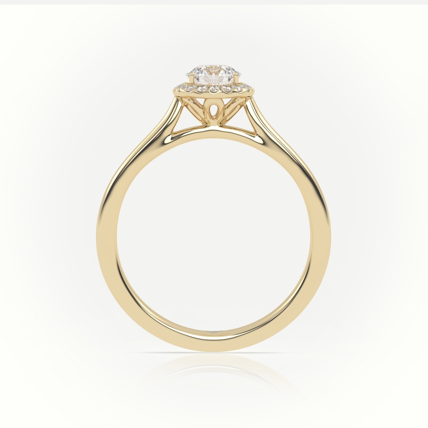 10K YELLOW GOLD ROUND CUT DIAMOND 4 PRONGS HALO SETTING ENGAGEMENT RING