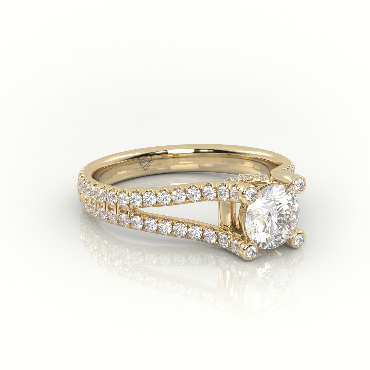 10K YELLOW GOLD ROUND CUT DIAMOND DESIGNER VINTAGE SETTING ENGAGEMENT RING