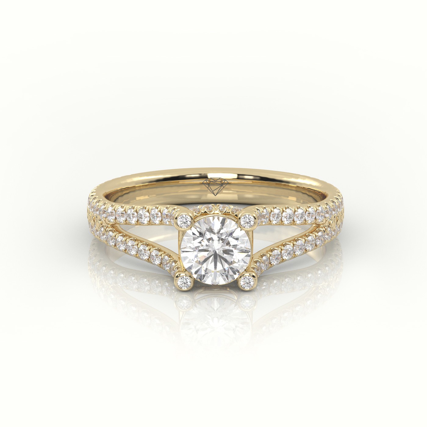 10K YELLOW GOLD ROUND CUT DIAMOND DESIGNER VINTAGE SETTING ENGAGEMENT RING