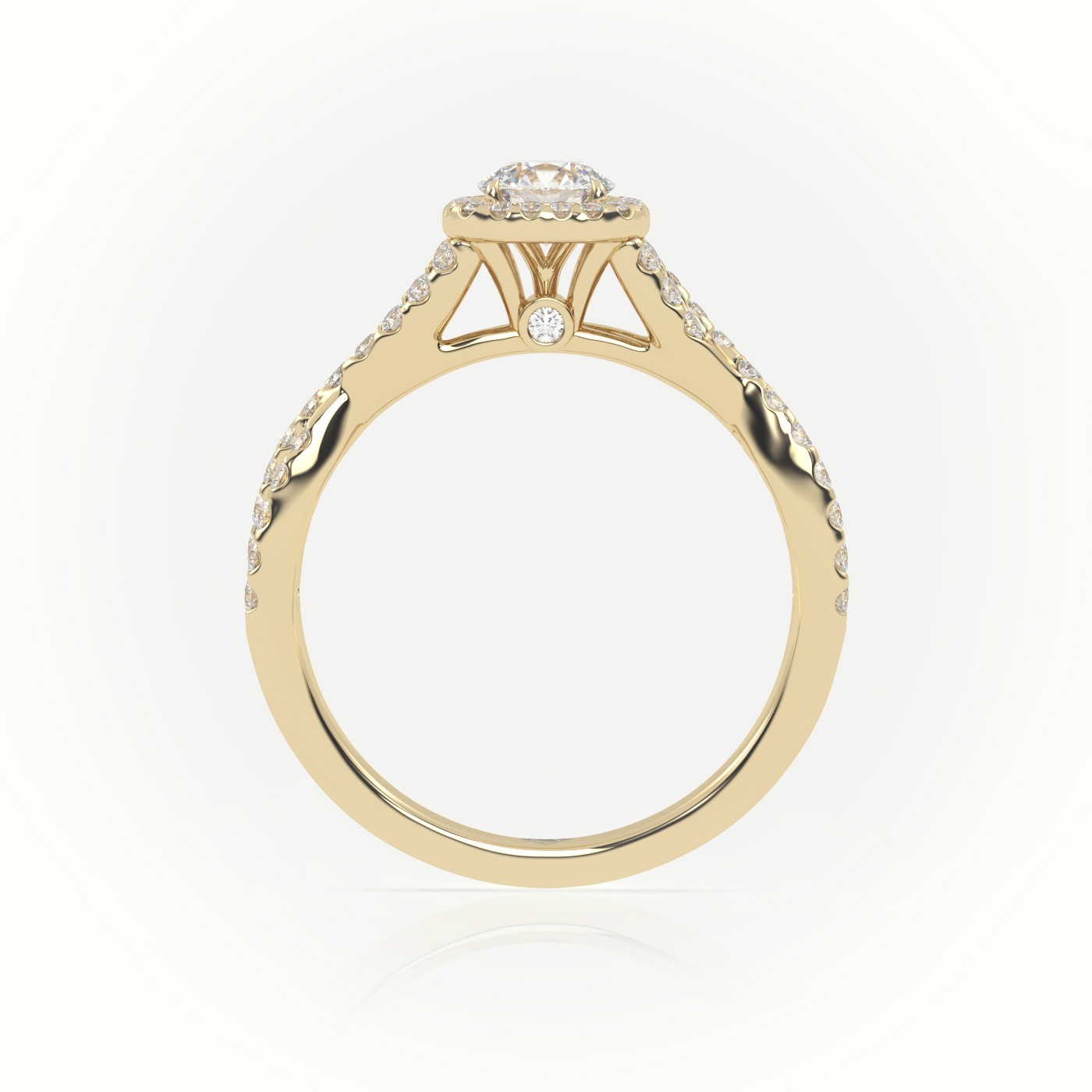 10K YELLOW GOLD ROUND CUT DIAMOND 4 PRONGS INFINITY DESIGN ENGAGEMENT RING