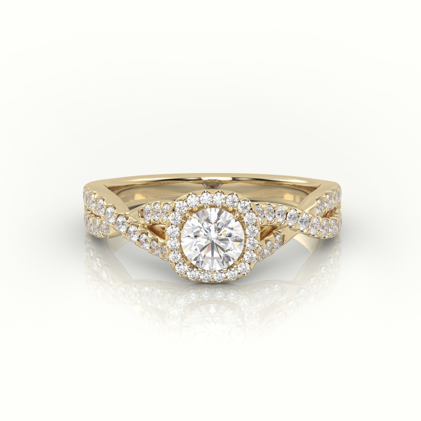 10K YELLOW GOLD ROUND CUT DIAMOND 4 PRONGS INFINITY DESIGN ENGAGEMENT RING