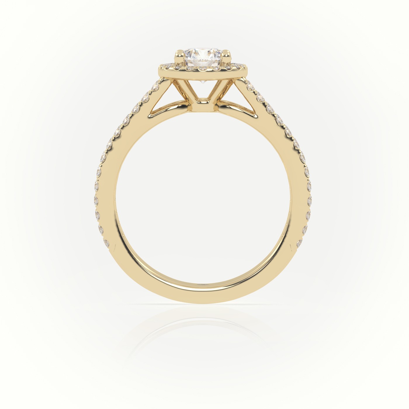 10K YELLOW GOLD ROUND CUT DIAMOND 4 PRONGS HALO SETTING VINTAGE ENGAGEMENT RING