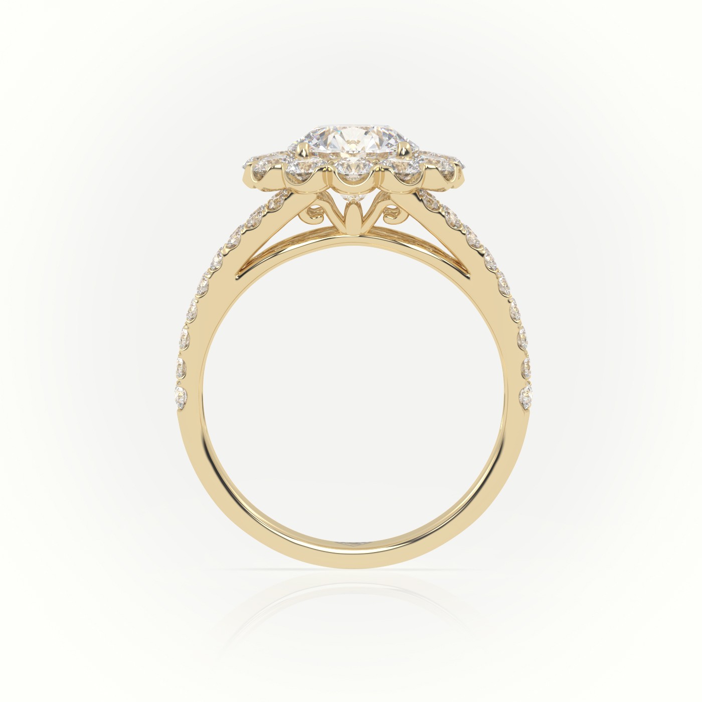 10K YELLOW GOLD ROUND CUT DIAMOND 4 PRONGS HALO VINTAGE SETTING ENGAGEMENT RING