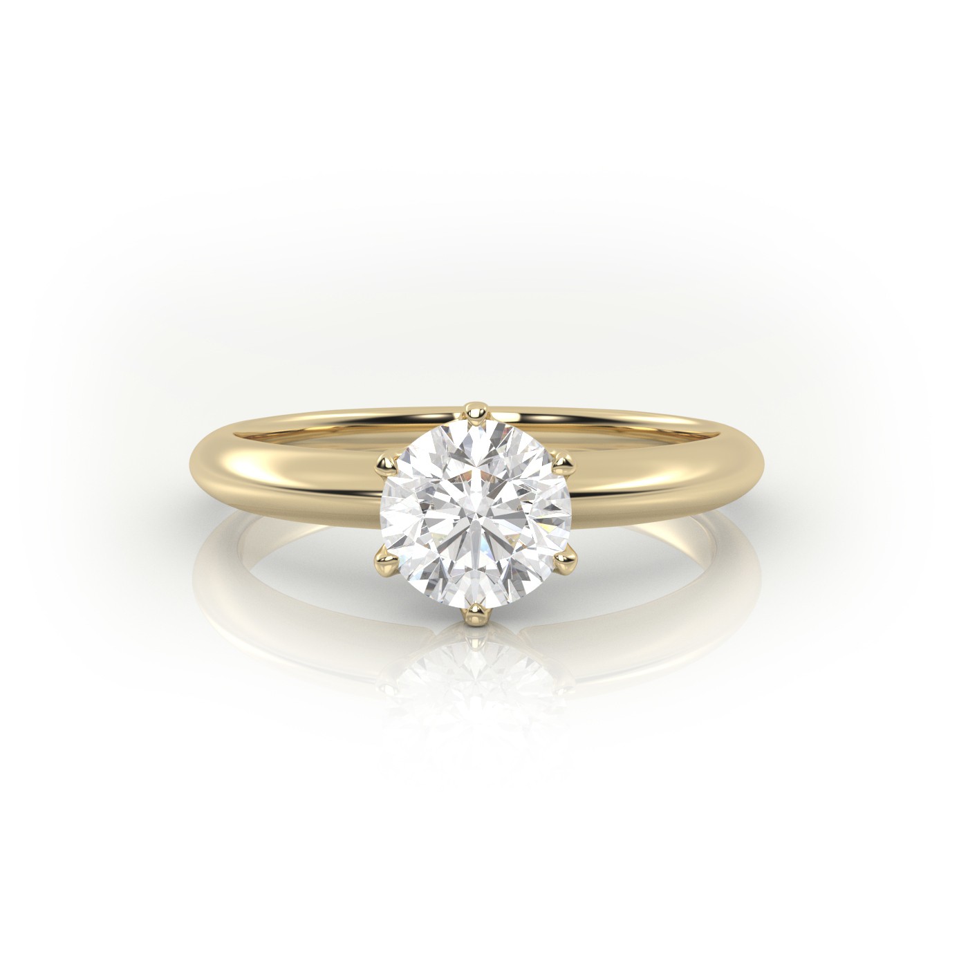 10K YELLOW GOLD ROUND CUT 6 PRONGS SOLITAIRE ENGAGEMENT RING
