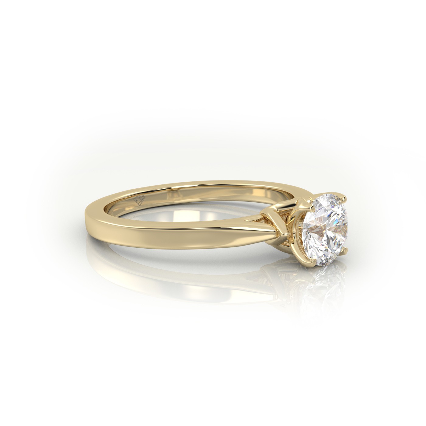 10K YELLOW GOLD Round Cut Solitaire Engagement Ring