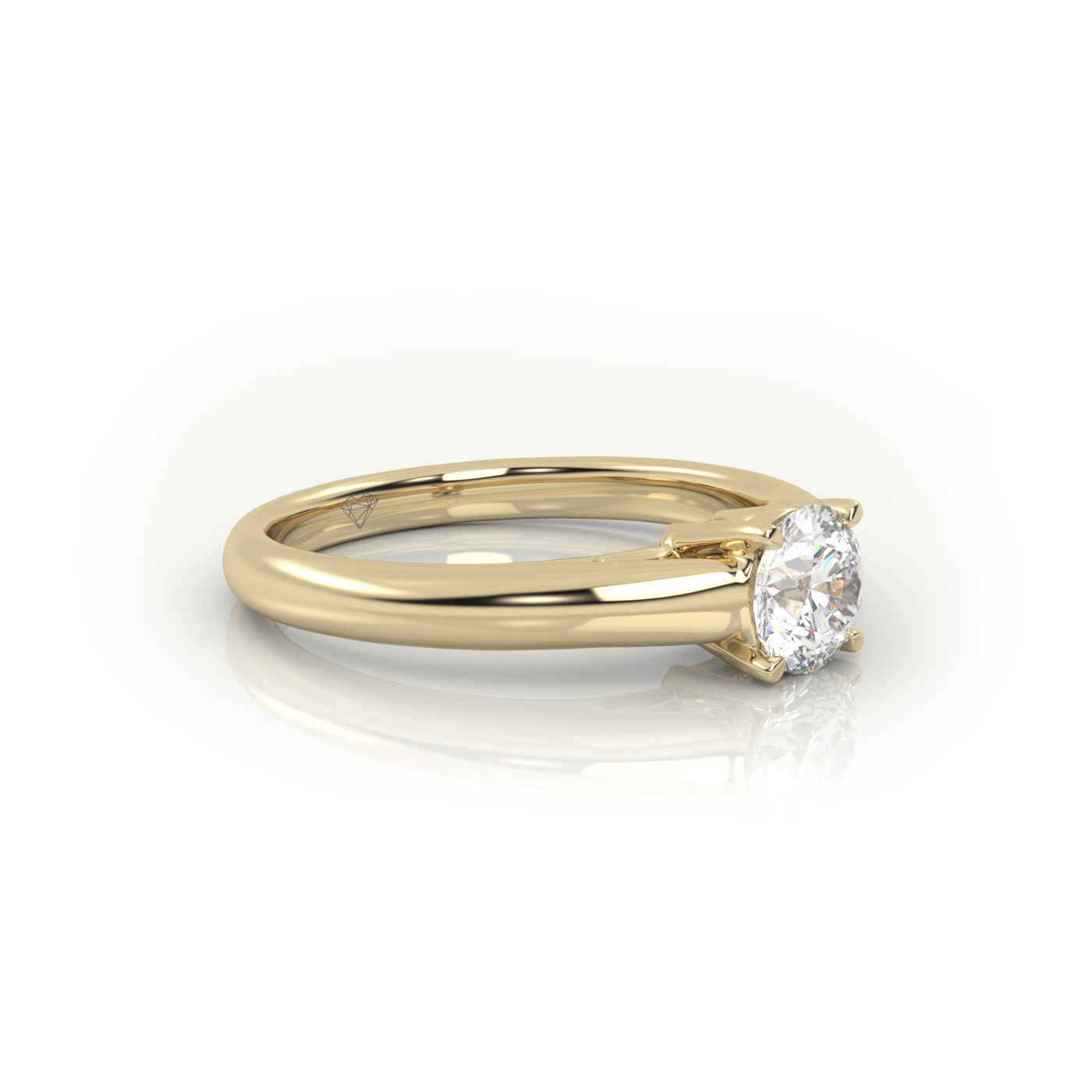 10K YELLOW GOLD Round Cut Diamond Solitaire Ring