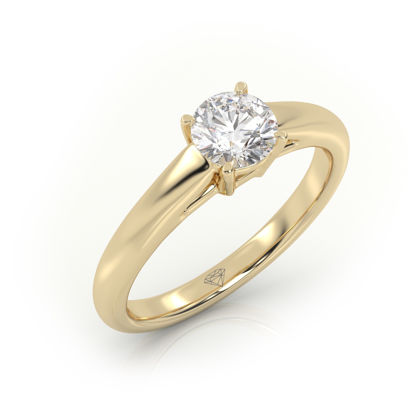 10K YELLOW GOLD Round Cut Diamond Solitaire Ring