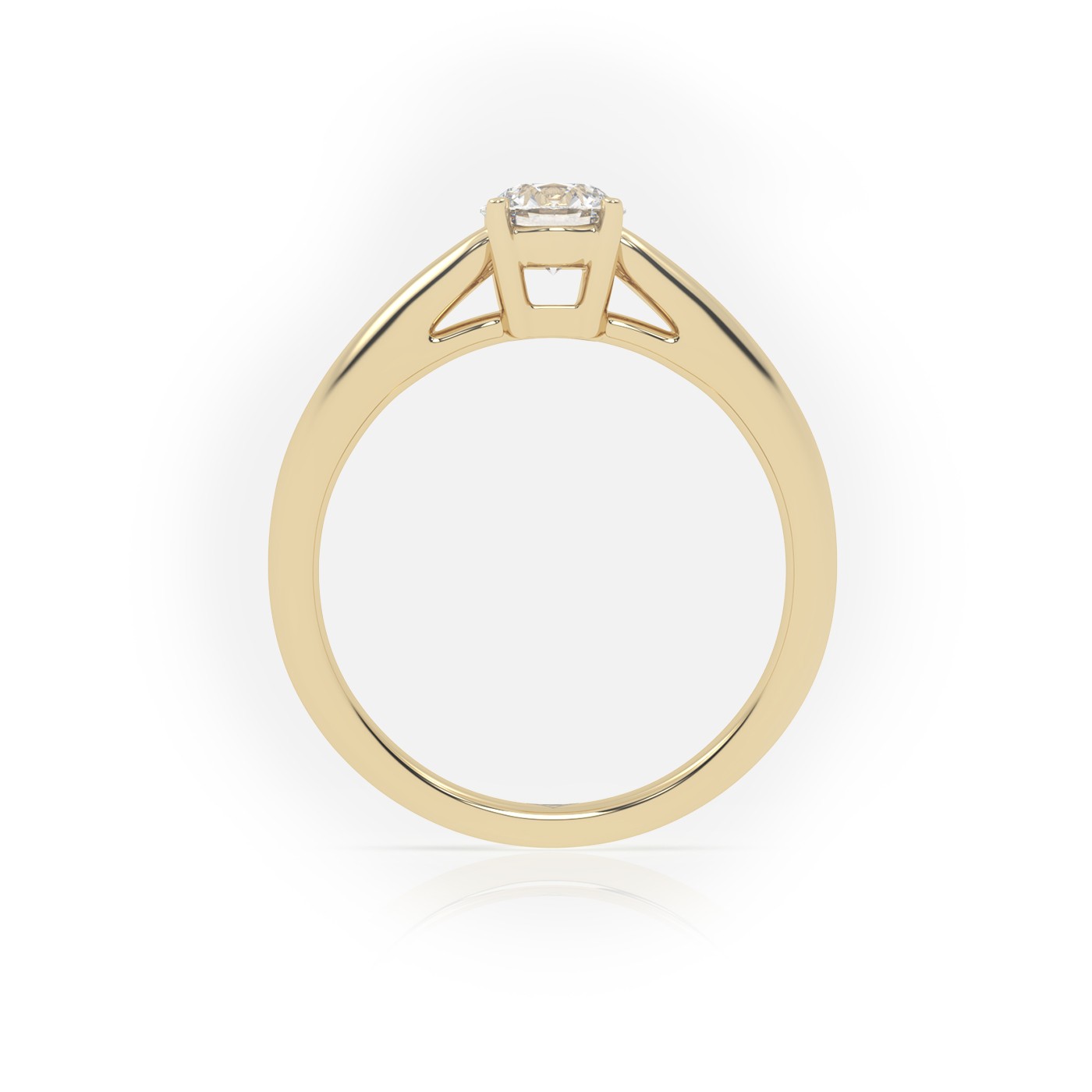 10K YELLOW GOLD Round Cut Diamond Solitaire Ring