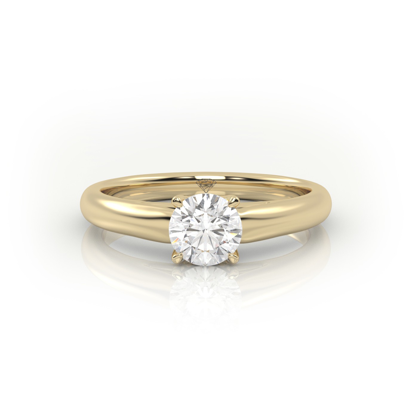 10K YELLOW GOLD Round Cut Diamond Solitaire Ring