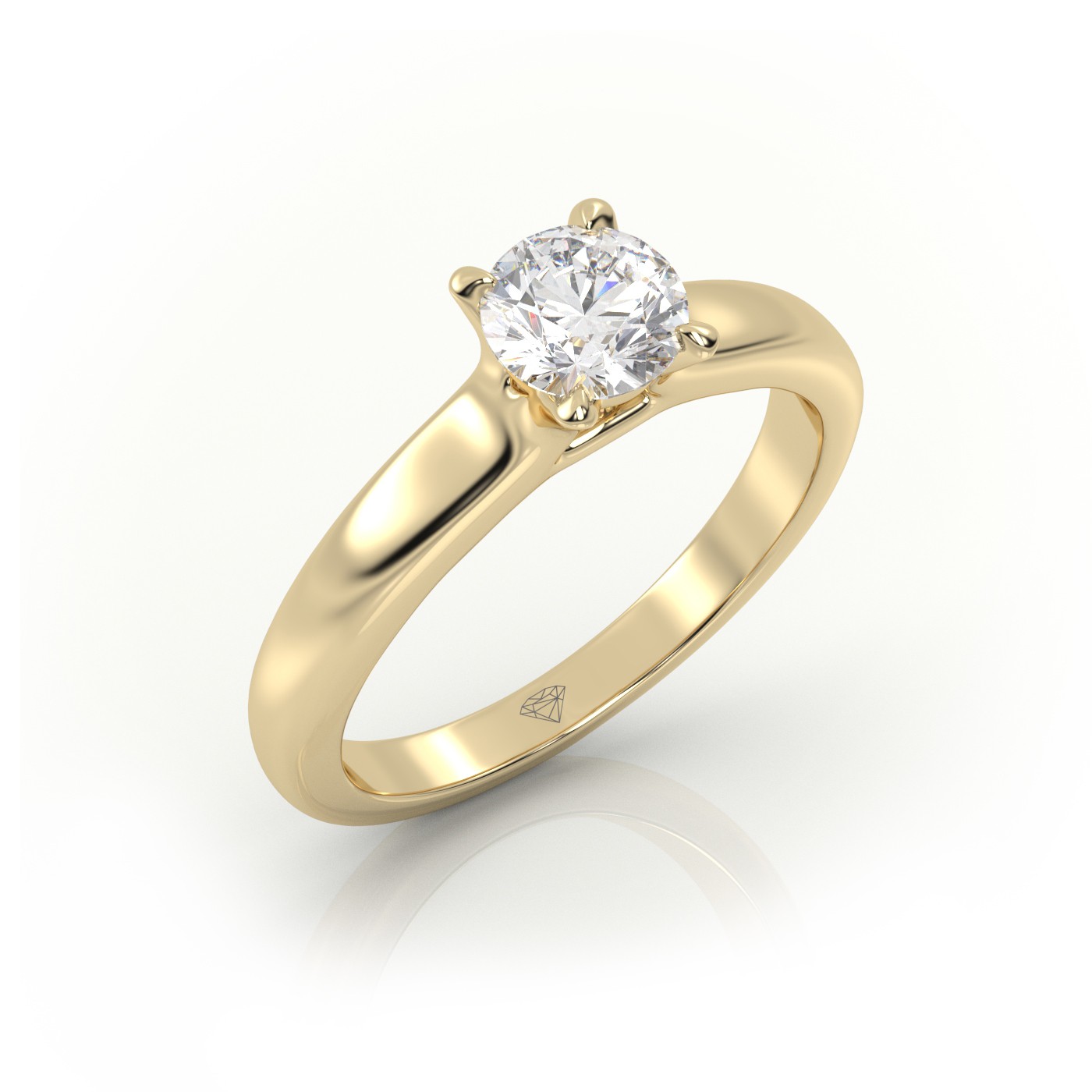 10K YELLOW GOLD Elegant Round Cut Solitaire Engagement Ring