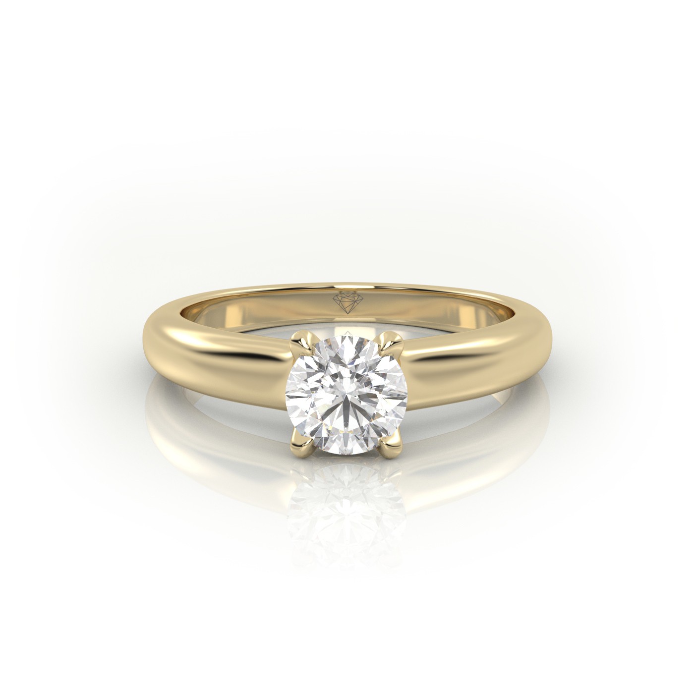 10K YELLOW GOLD Elegant Round Cut Solitaire Engagement Ring
