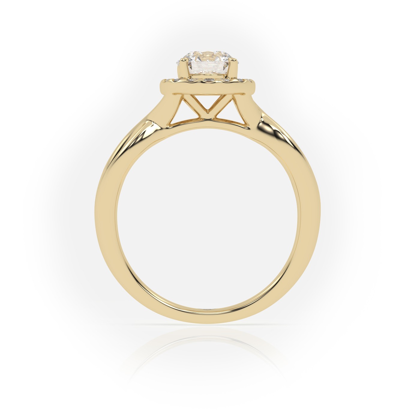 10K YELLOW GOLD ROUND CUT 4 PRONGS HALO TWISTED DESIGNER ENGAGEMENT RING