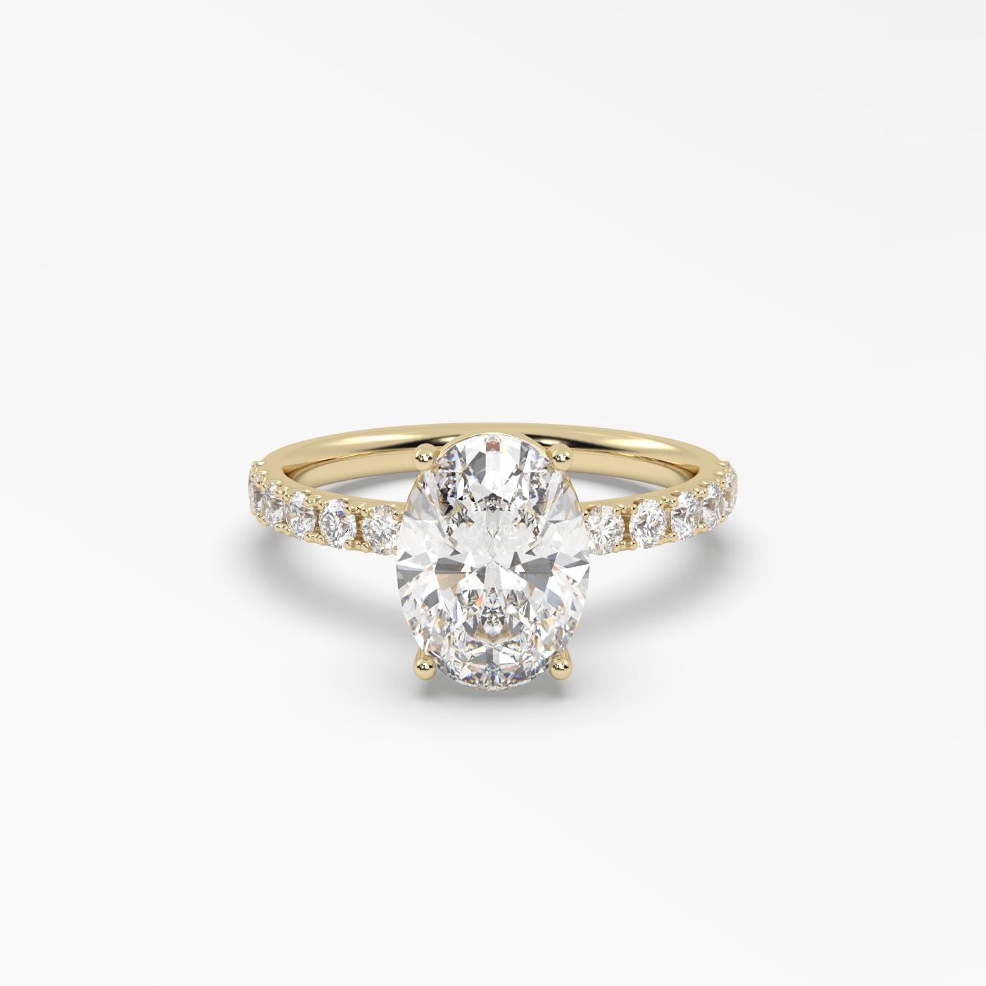 10K YELLOW GOLD Oval Diamond Pave Engagement Ring