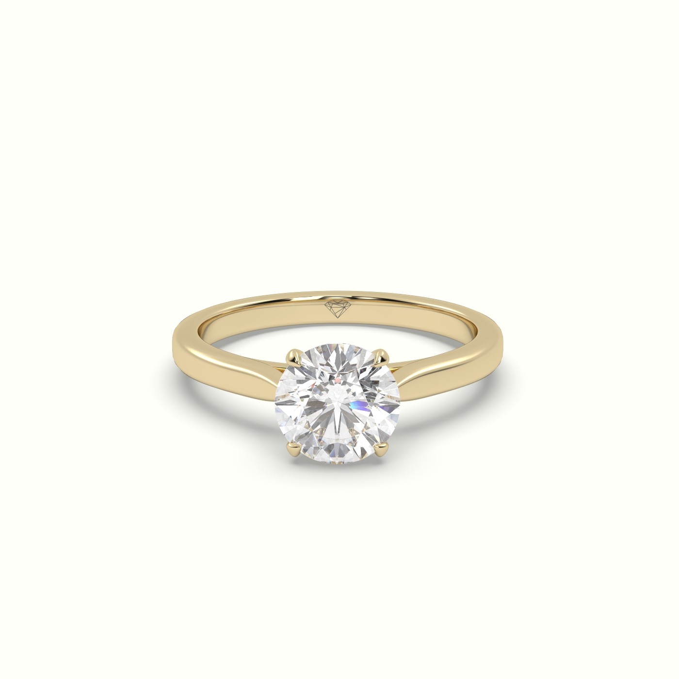 10K Yellow Gold Round Cut Solitaire Diamond 4 prongs Ring