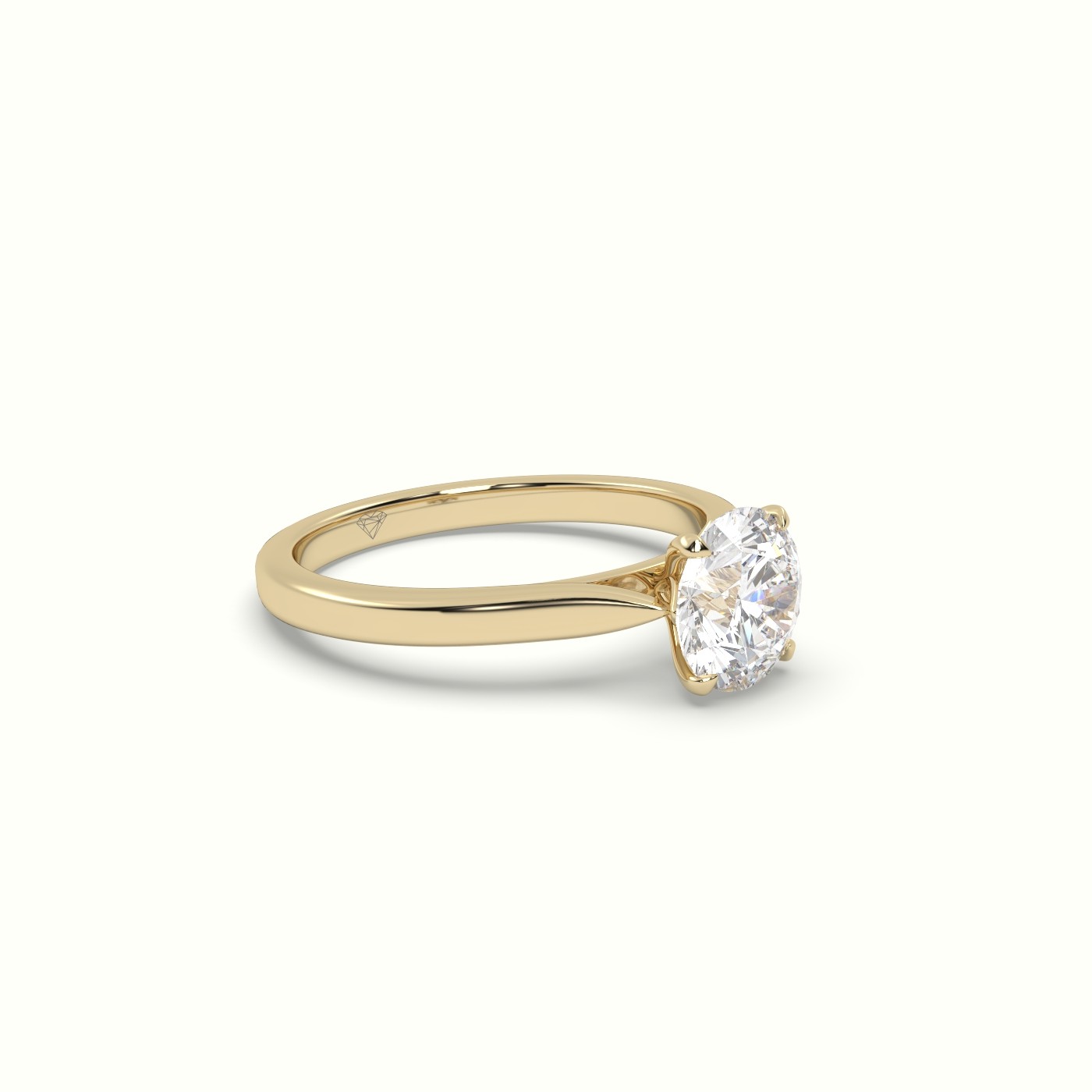 10K Yellow Gold Round Cut Solitaire Diamond 4 prongs Ring