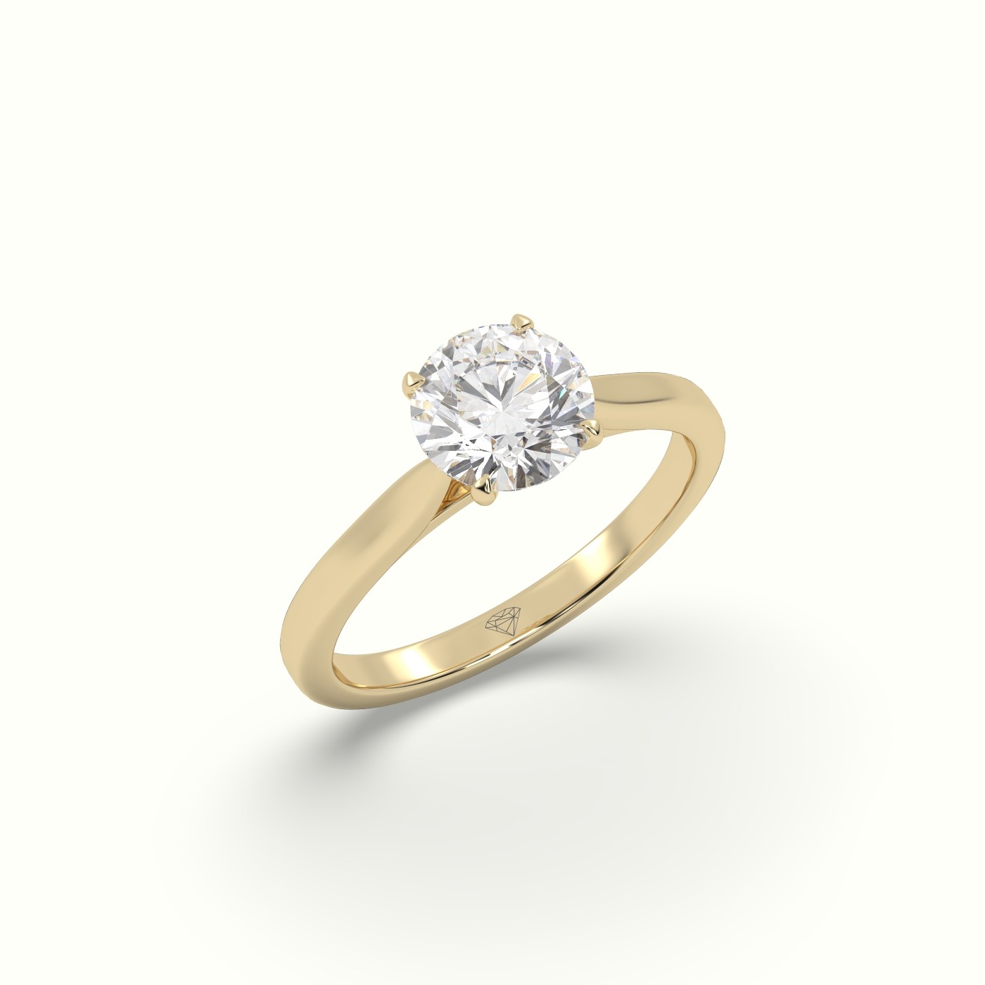 10K Yellow Gold Round Cut Solitaire Diamond 4 prongs Ring