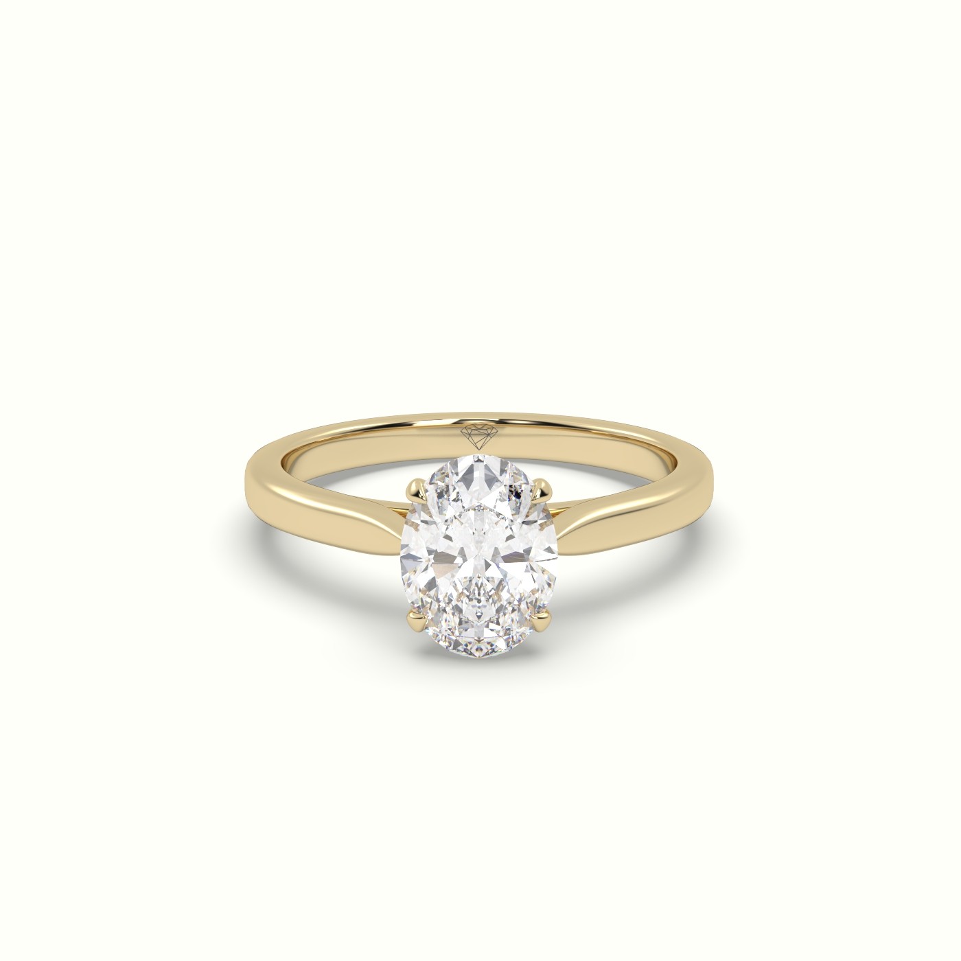 10K Yellow Gold Oval Cut Solitaire Diamond 4 prongs Engagement Ring
