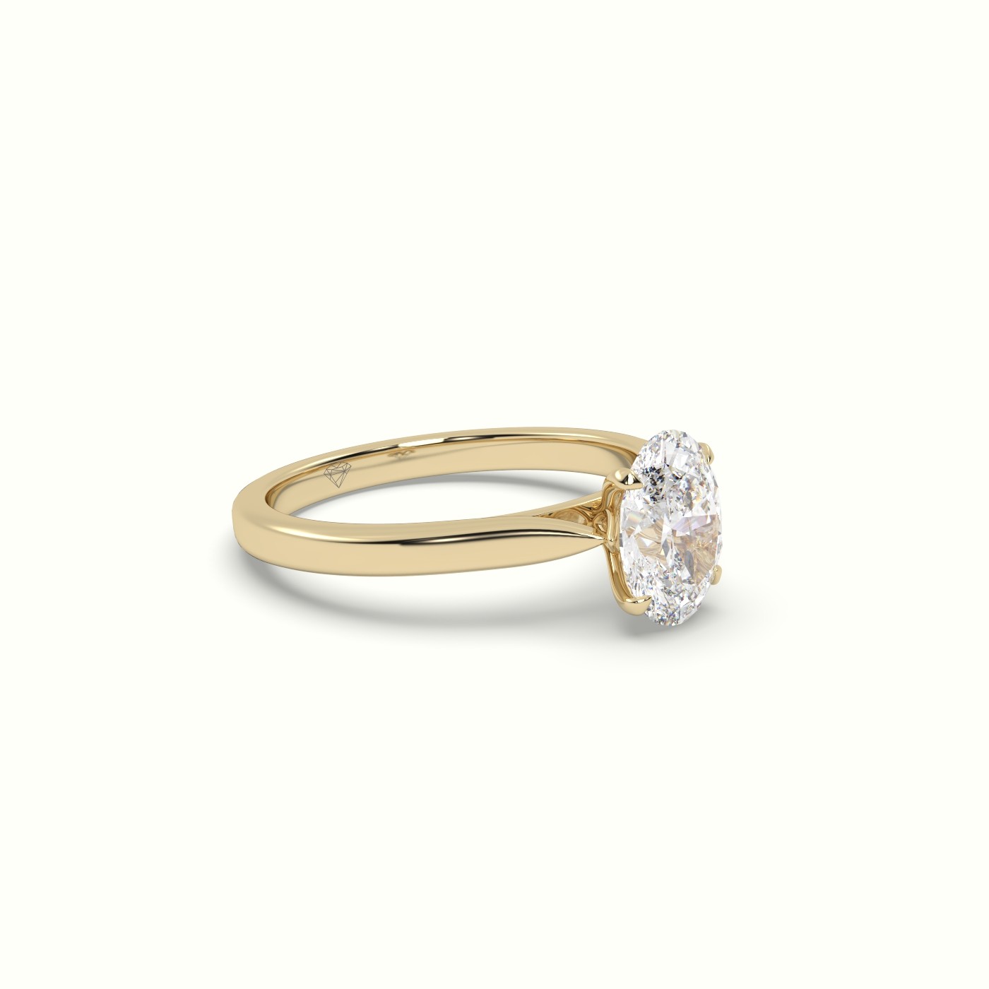 10K Yellow Gold Oval Cut Solitaire Diamond 4 prongs Engagement Ring