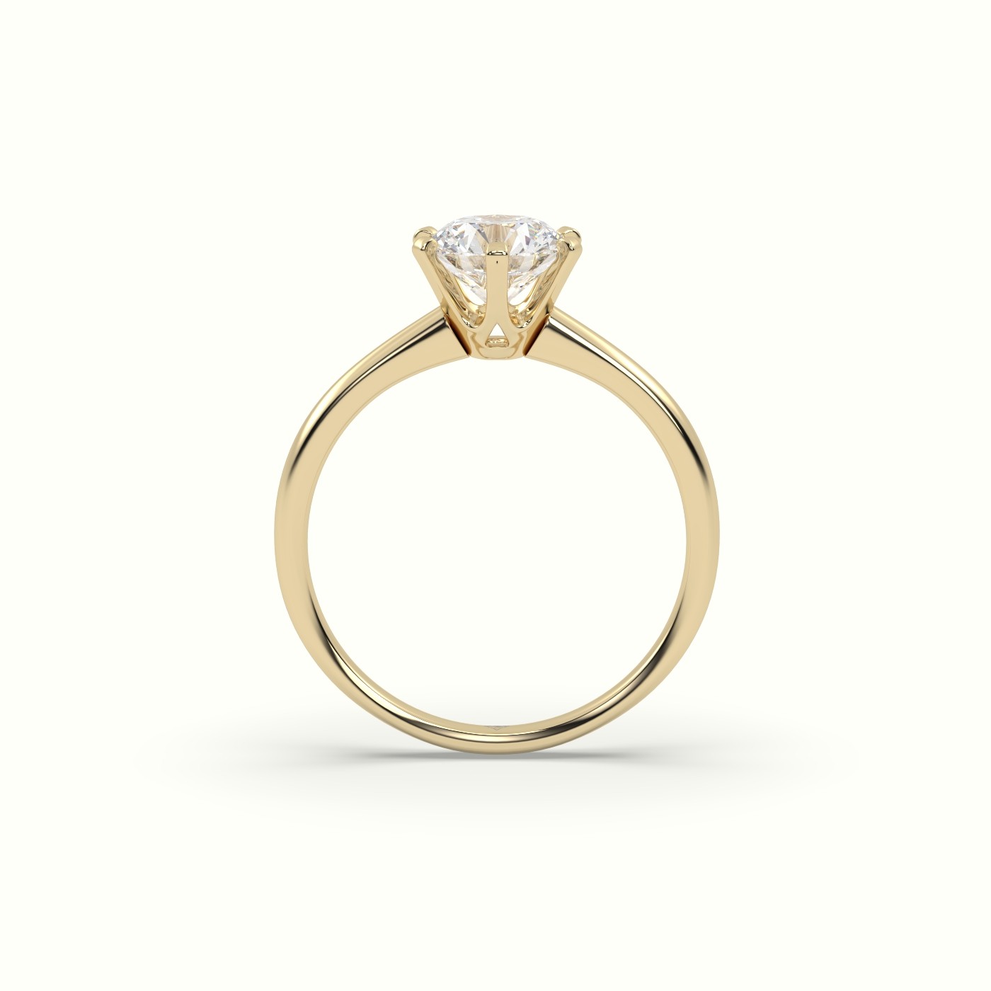 10K Yellow Gold Solitaire Round Diamond Ring 6 Prong Elegance