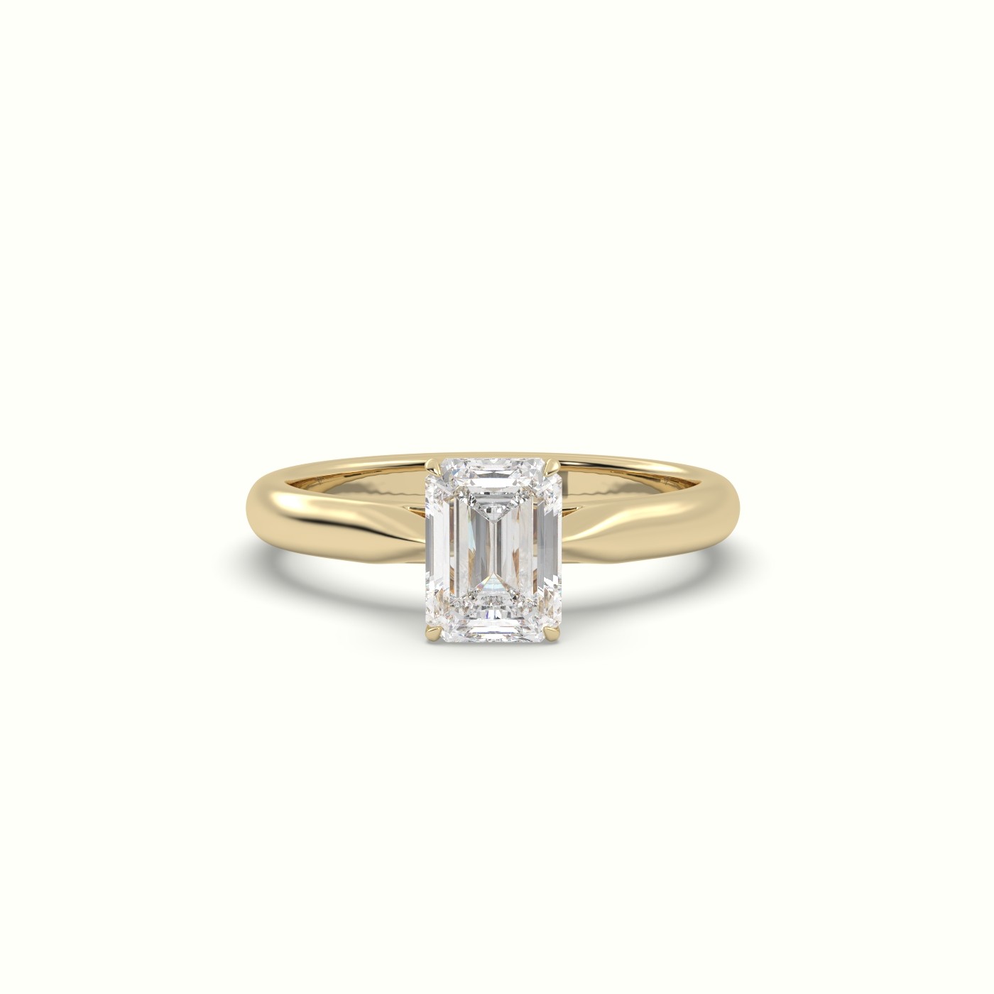 10K YELLOW GOLD EMERALD DIAMOND CUT 4 PRONGS SOLITAIRE DESIGNER ENGAGEMENT RING
