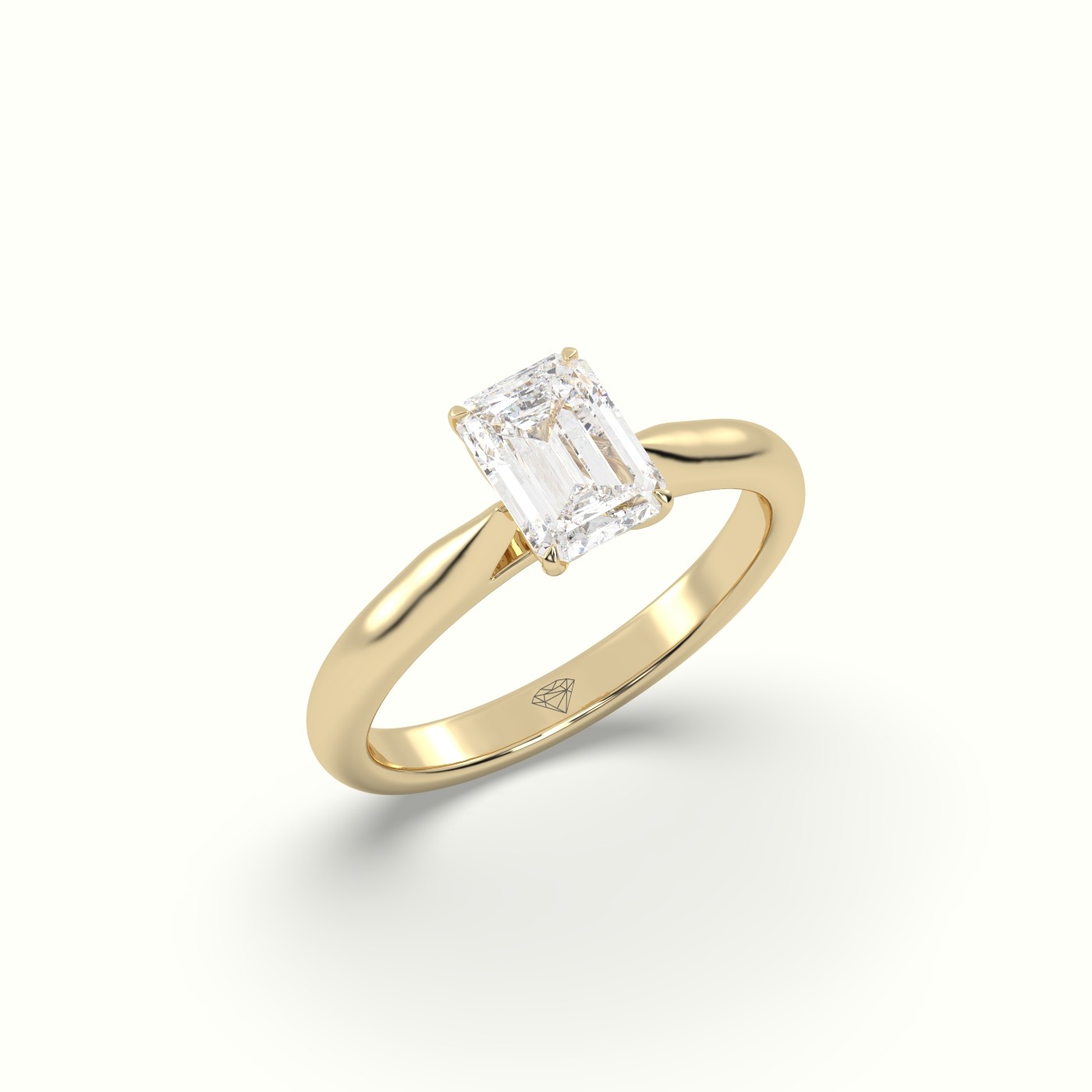 10K YELLOW GOLD EMERALD DIAMOND CUT 4 PRONGS SOLITAIRE DESIGNER ENGAGEMENT RING