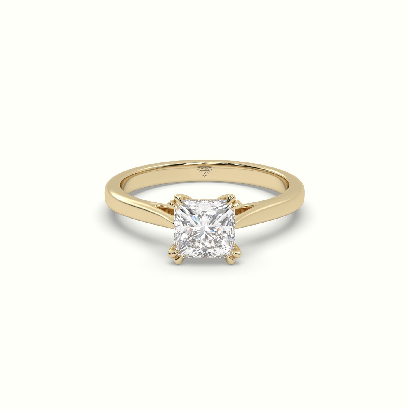 10K YELLOW GOLD Princess Cut Diamond Engagement Ring
