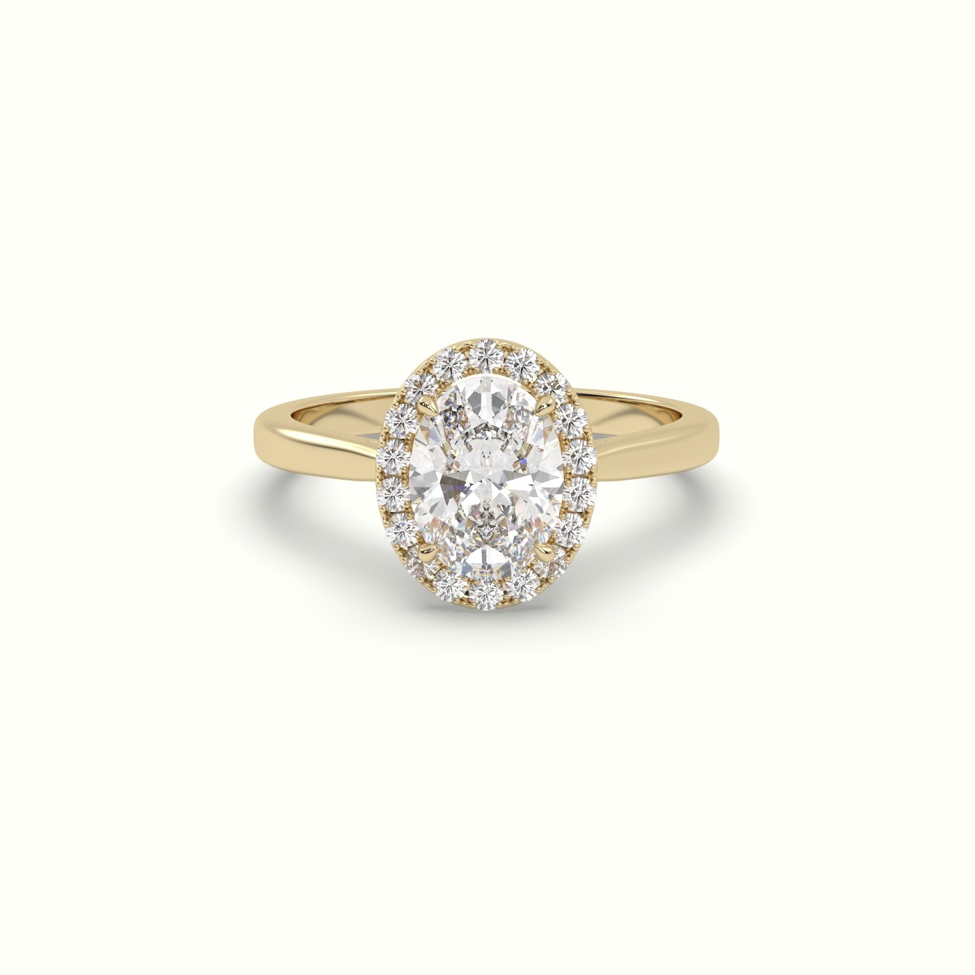 10K YELLOW GOLD Oval Cut Diamond Halo Engagement Ring