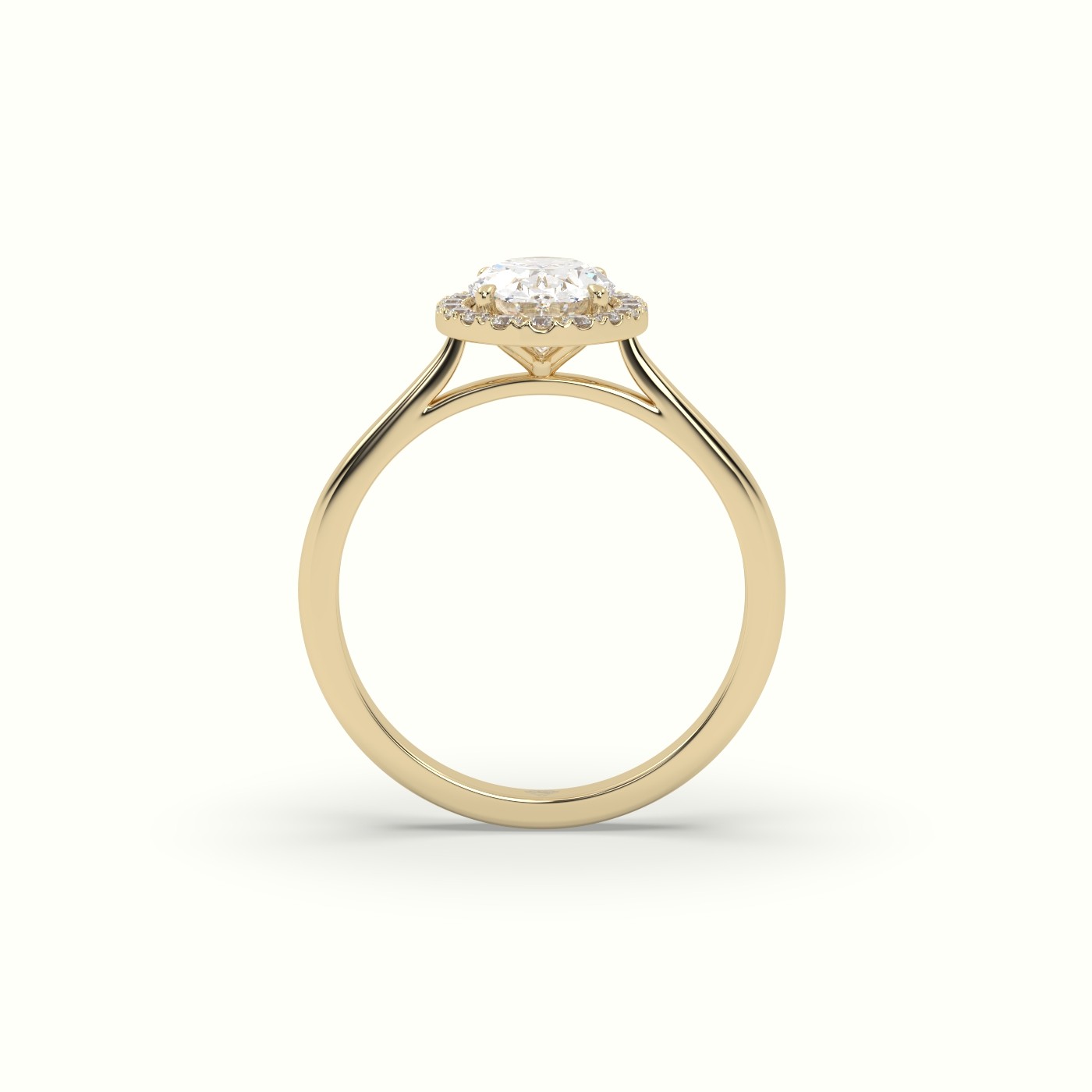 10K YELLOW GOLD Oval Cut Diamond Halo Engagement Ring