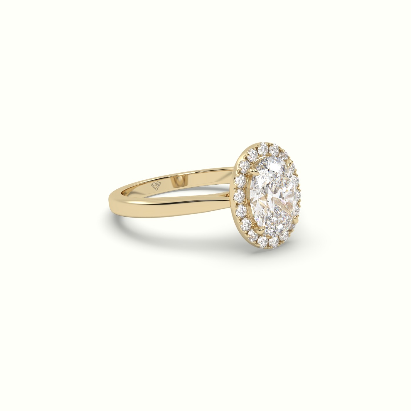 10K YELLOW GOLD Oval Cut Diamond Halo Engagement Ring