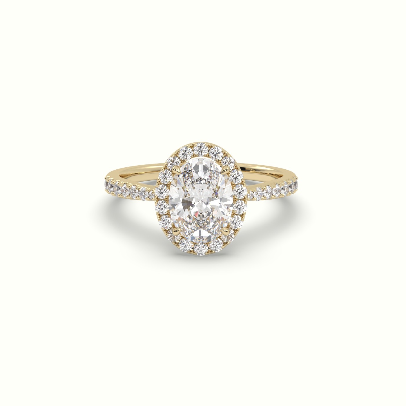 10K YELLOW GOLD Oval Cut Diamond Halo Engagement Rings