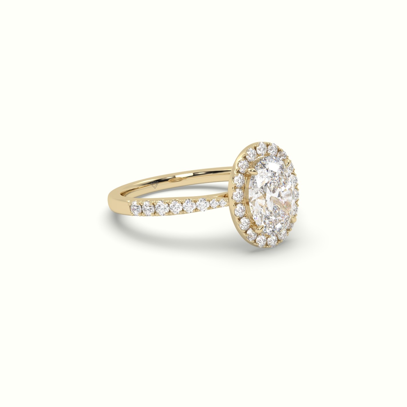 10K YELLOW GOLD Oval Cut Diamond Halo Engagement Rings
