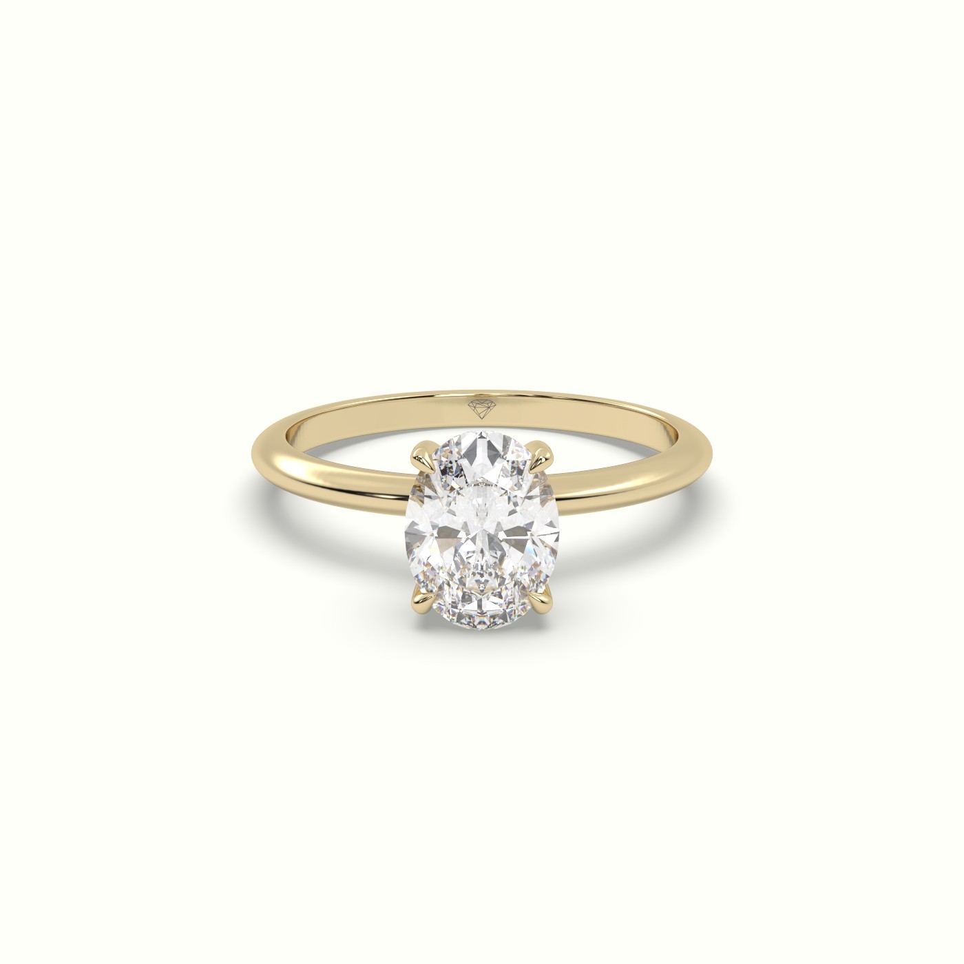 10K YELLOW GOLD Oval Diamond Ring with Hidden Halo  Setting