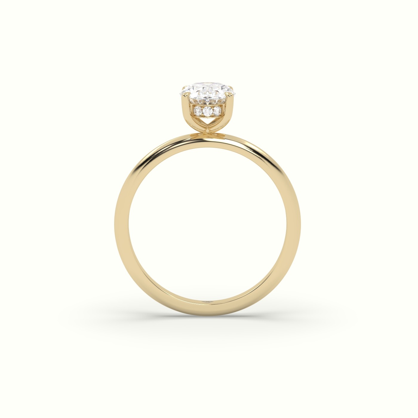 10K YELLOW GOLD Oval Diamond Ring with Hidden Halo  Setting