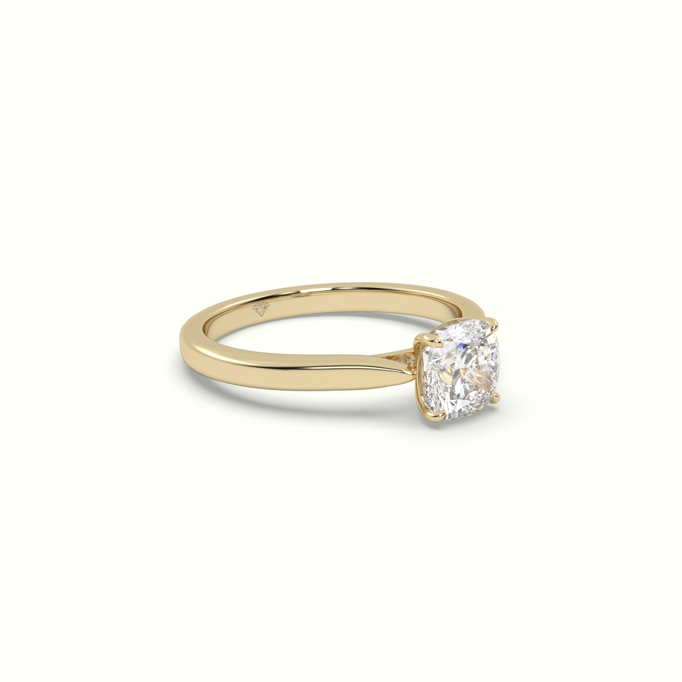 10K YELLOW GOLD Cushion-Cut Solitaire Engagement Ring