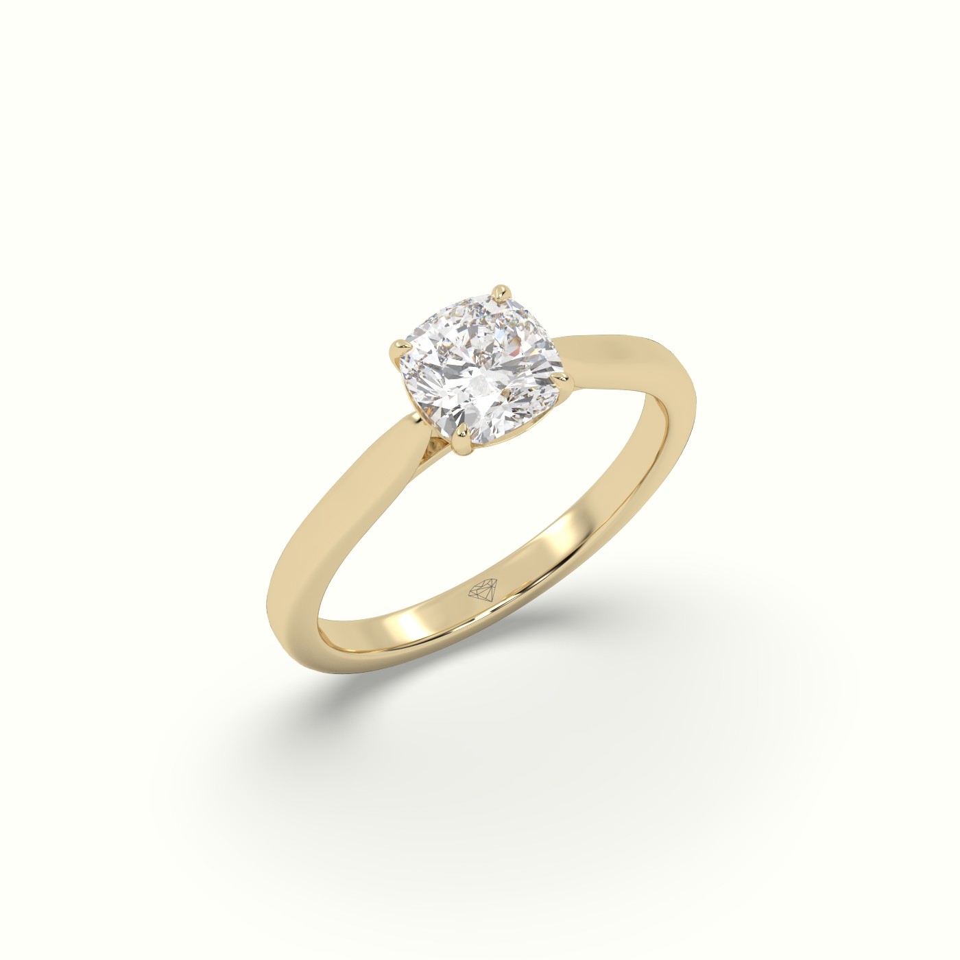 10K YELLOW GOLD Cushion-Cut Solitaire Engagement Ring