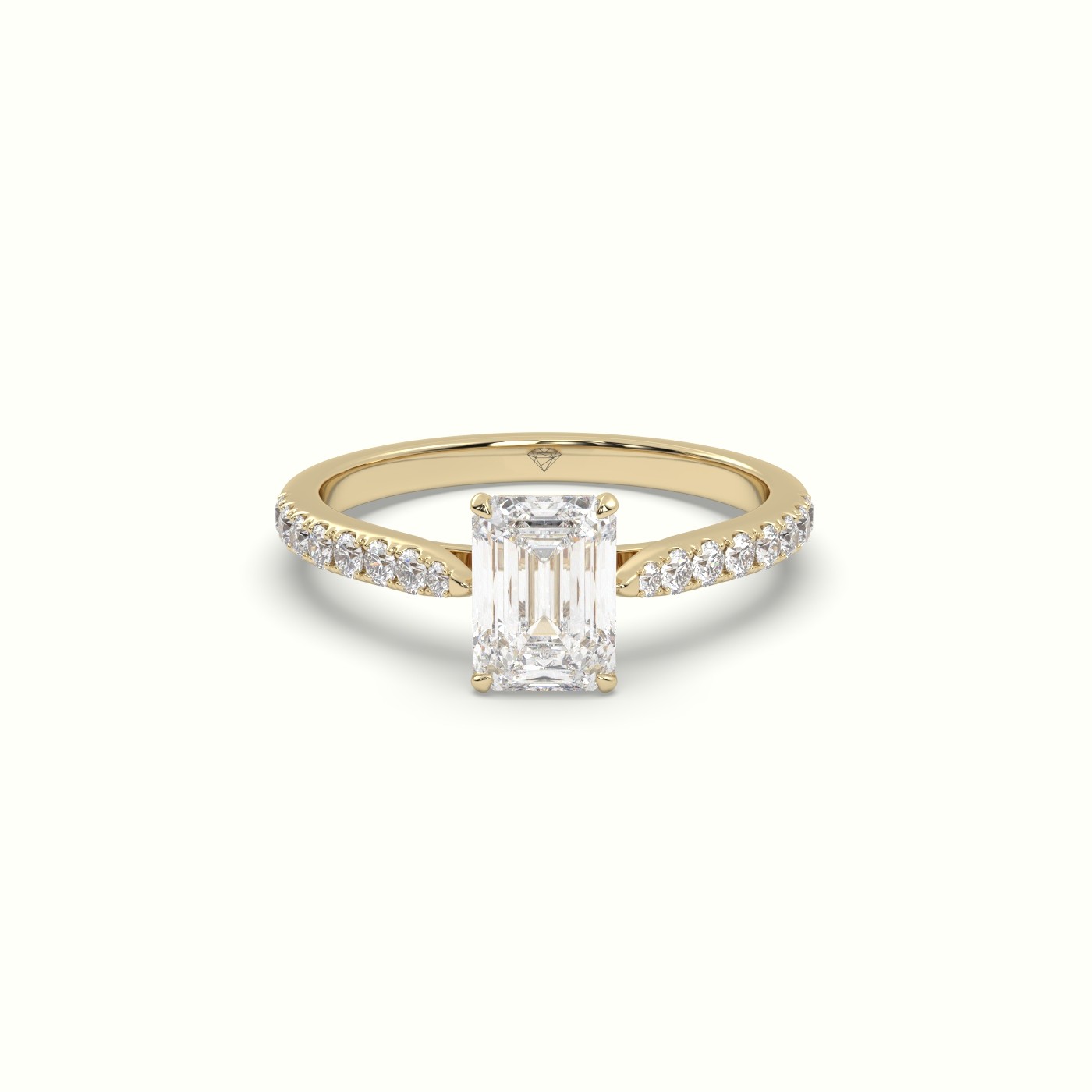 10K YELLOW GOLD Single Emerald Diamond Engagement Ring