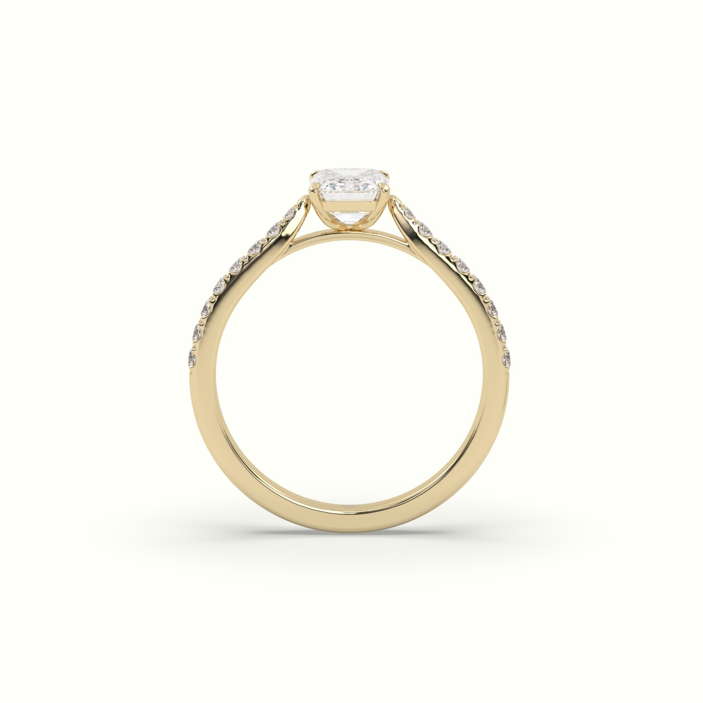 10K YELLOW GOLD Single Emerald Diamond Engagement Ring