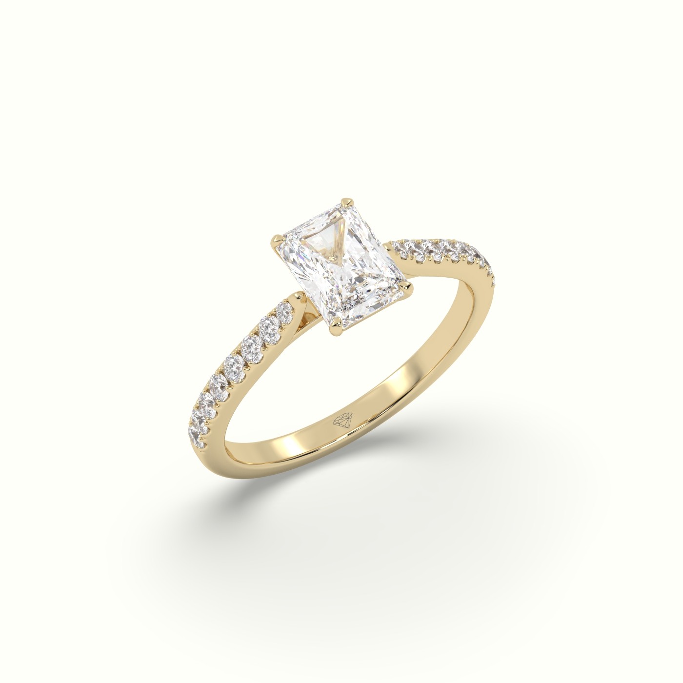 10K YELLOW GOLD Radiant Cut Diamond Engagement Ring