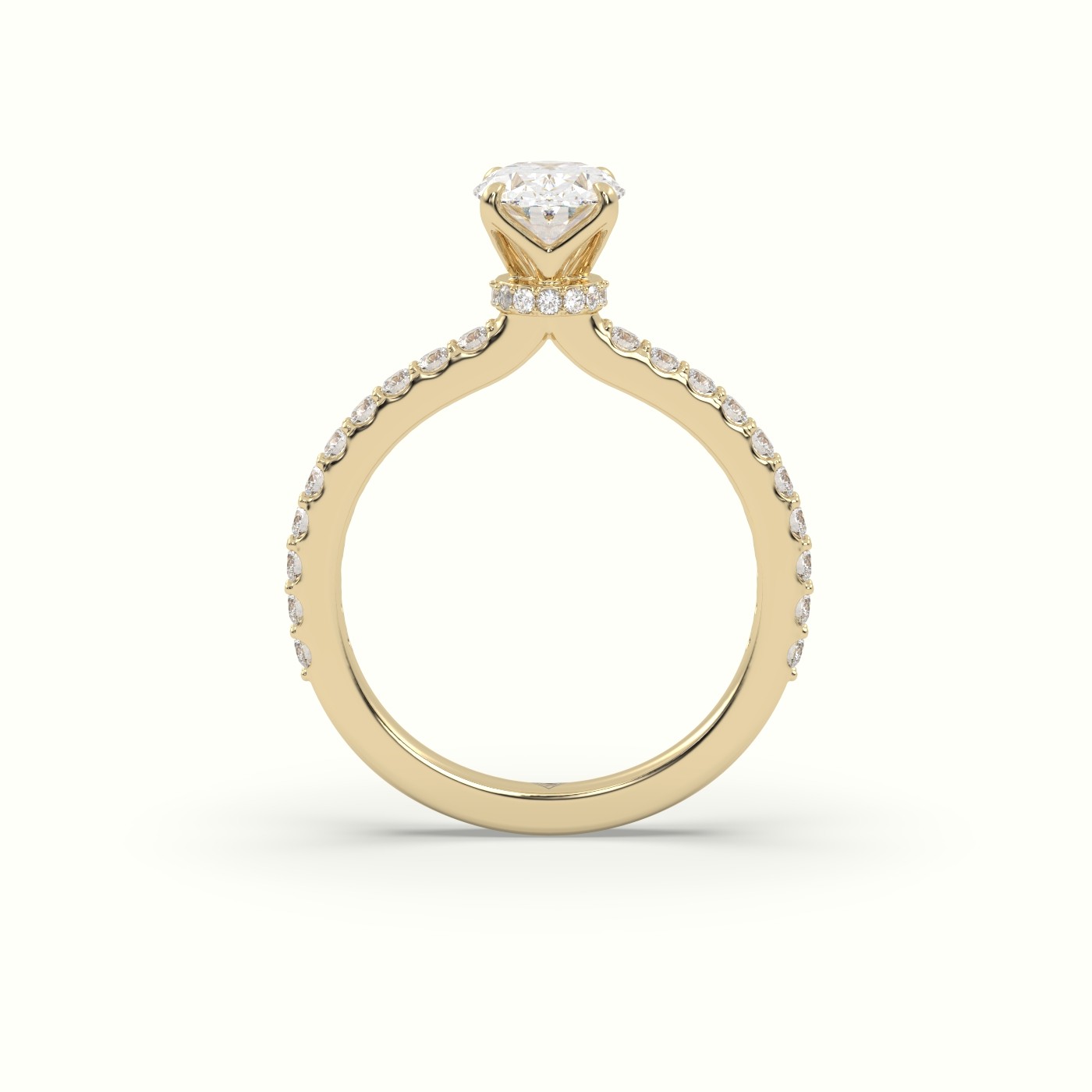 10K YELLOW GOLD OVAL DIAMOND PAVE ENGAGEMENT RING