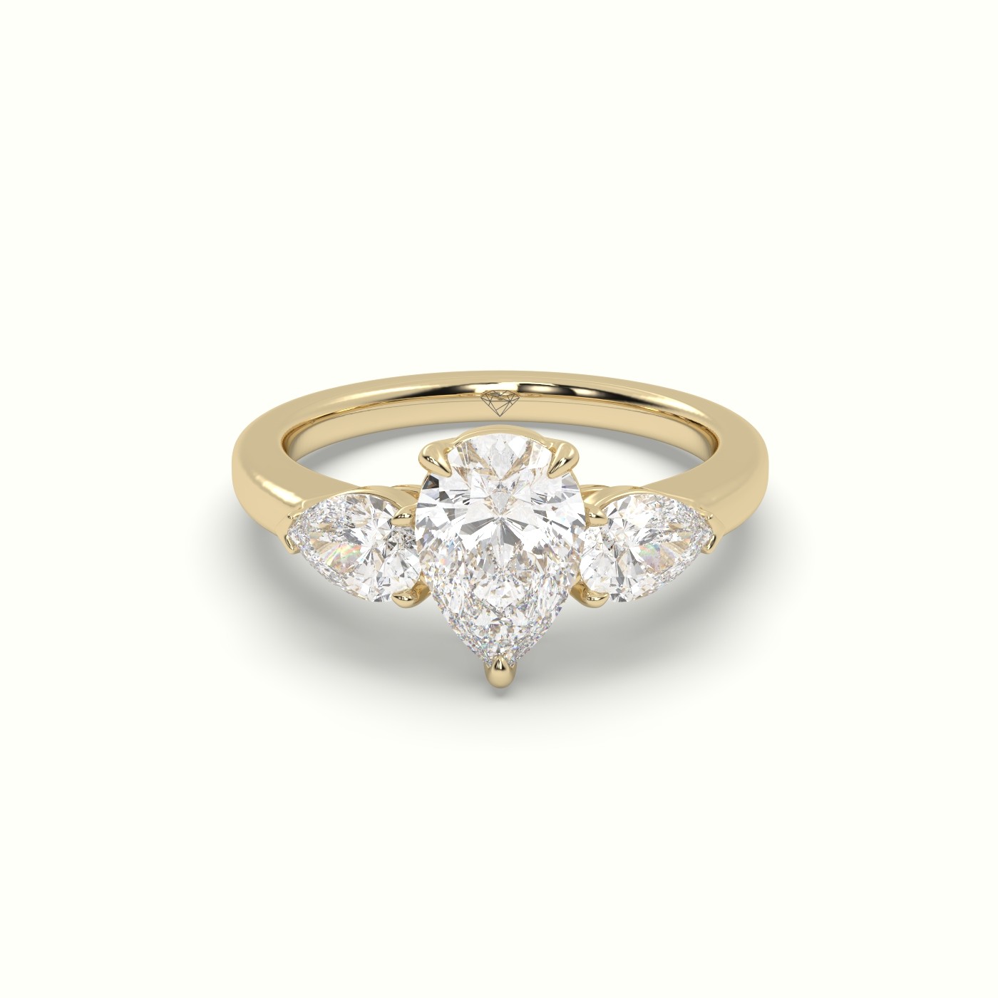 10K Yellow Gold Pear Diamond Trilogy Ring | Classic Luxury